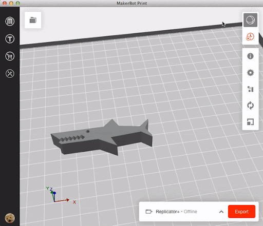 Animate gif showing print preview in MakerBot software